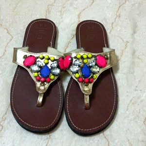 Embellished leather flats